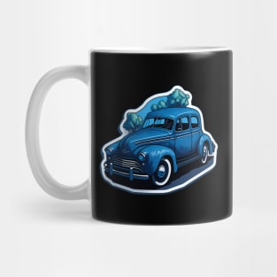 sticker style blue car art Mug